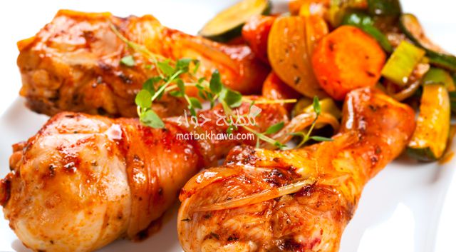 وصفة أفخاذ الدجاج بالكاتشب مع الخضار من مطبخ حواء