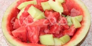 سلطة البطيخ الأحمر والبطيخ الأصفر